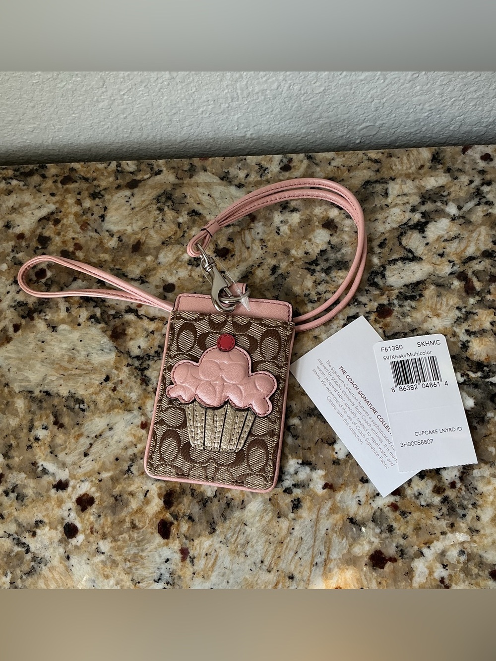 SOLD-Coach Y2K Cupcake Lanyard in Pink NWT